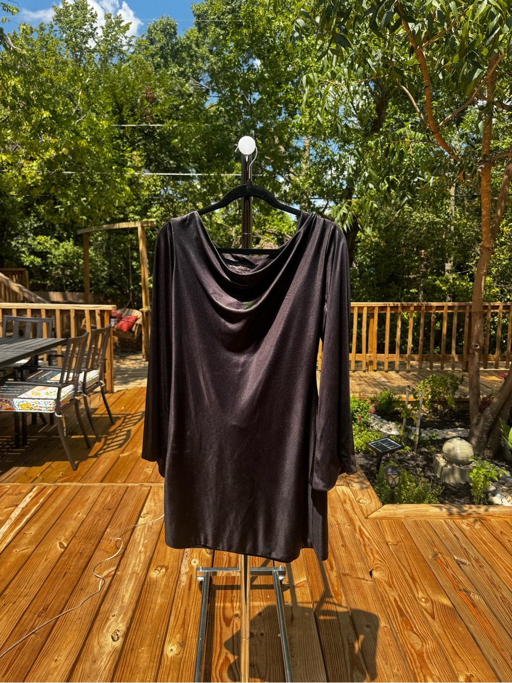 Cowl Neck Long Sleeve Dress in Black